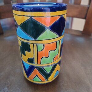 Authentic Talavera Drink Glass Tumblers, Hand-Painted, 7 Ounce